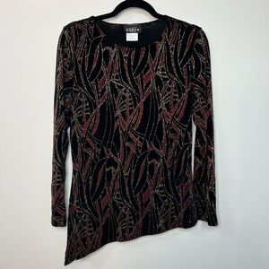 Libra Long Sleeve Asymmetrical Glitter Tee size M